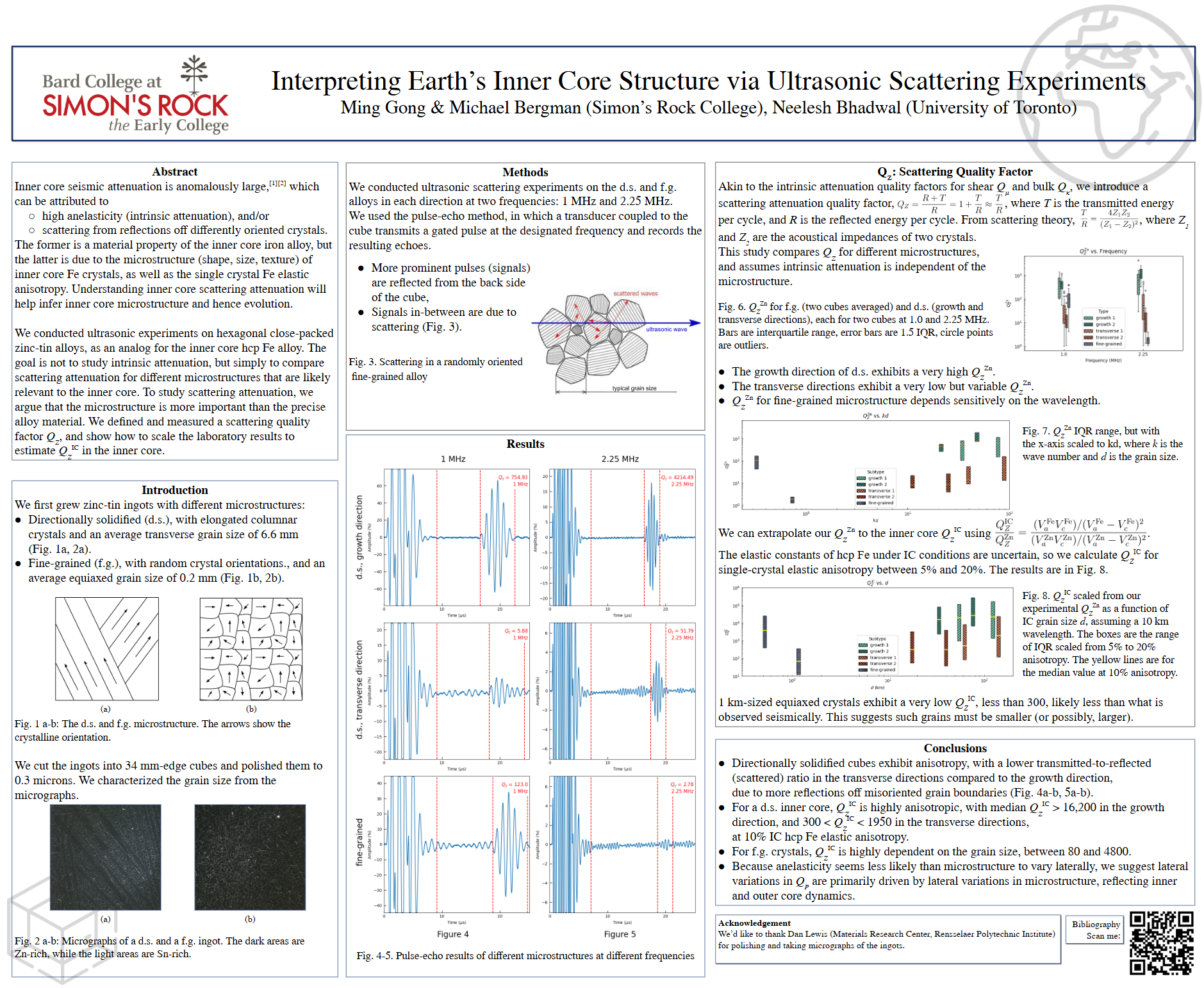 An Experimental Ultrasonic Method to Determine A Scattering Quality Factor, with Application to Earth's Inner Core teaser